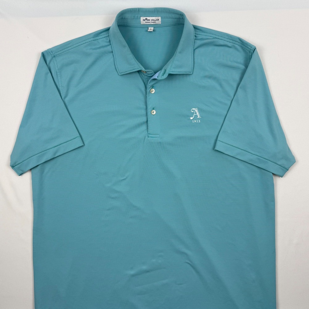 Peter Millar Summer Comfort Golf Polo Shirt Teal Stripe Mens Large Ansley Golf